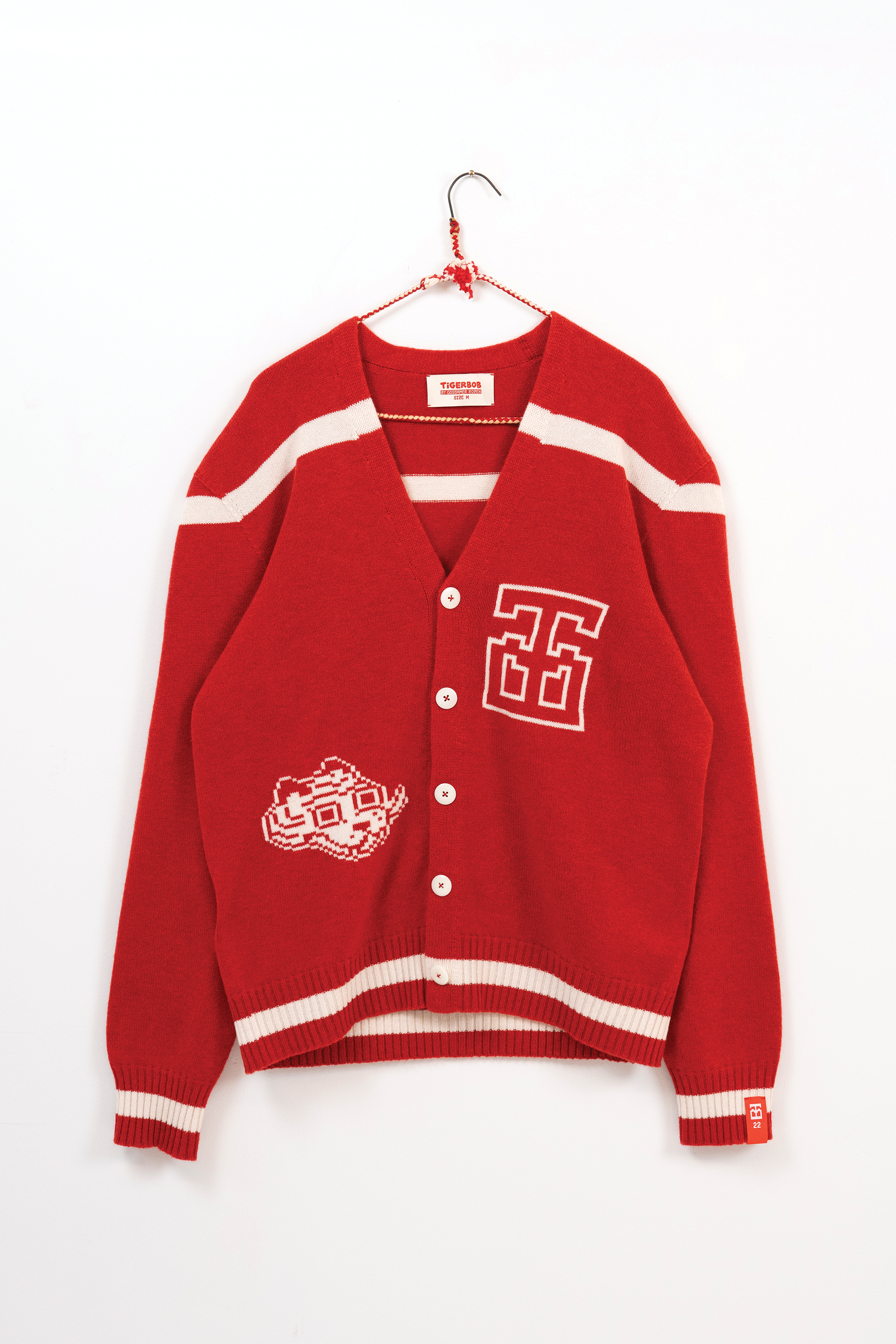 Jacquard Varsity Cardigan Scarlet White tigerbob.store