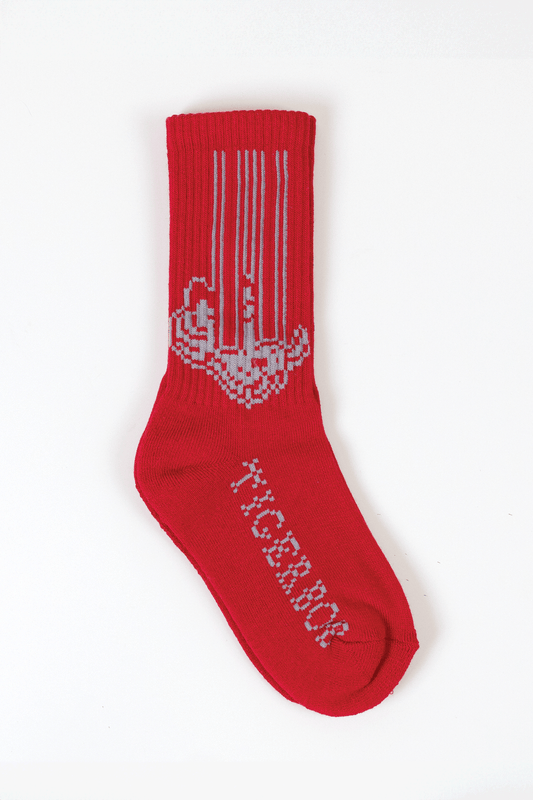 Tigerbob Long Eyes Athletic Socks // Scarlet/Gray