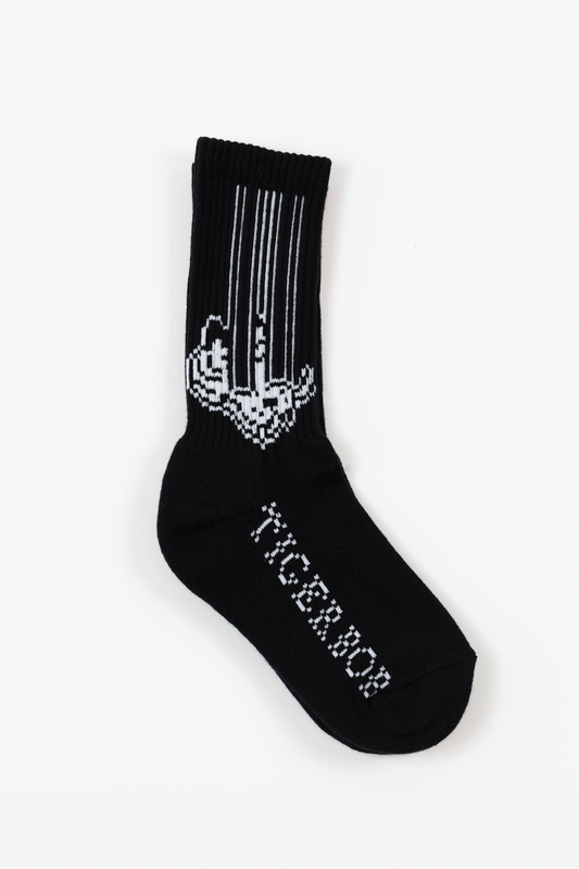 zzzPOS Tigerbob Long Eyes Athletic Socks // Black/White