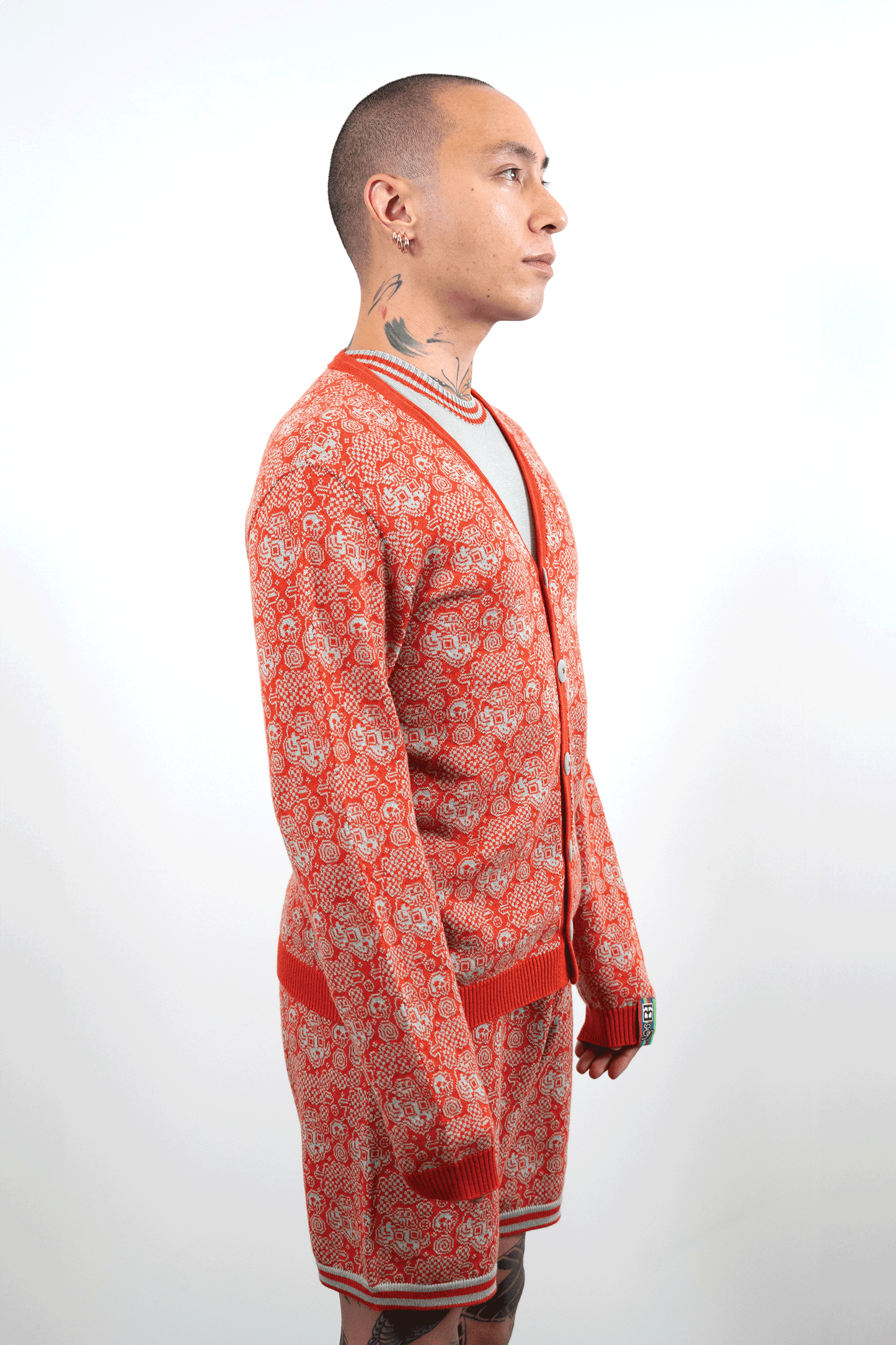 Jacquard Garden Cardigan // Magma/Stone