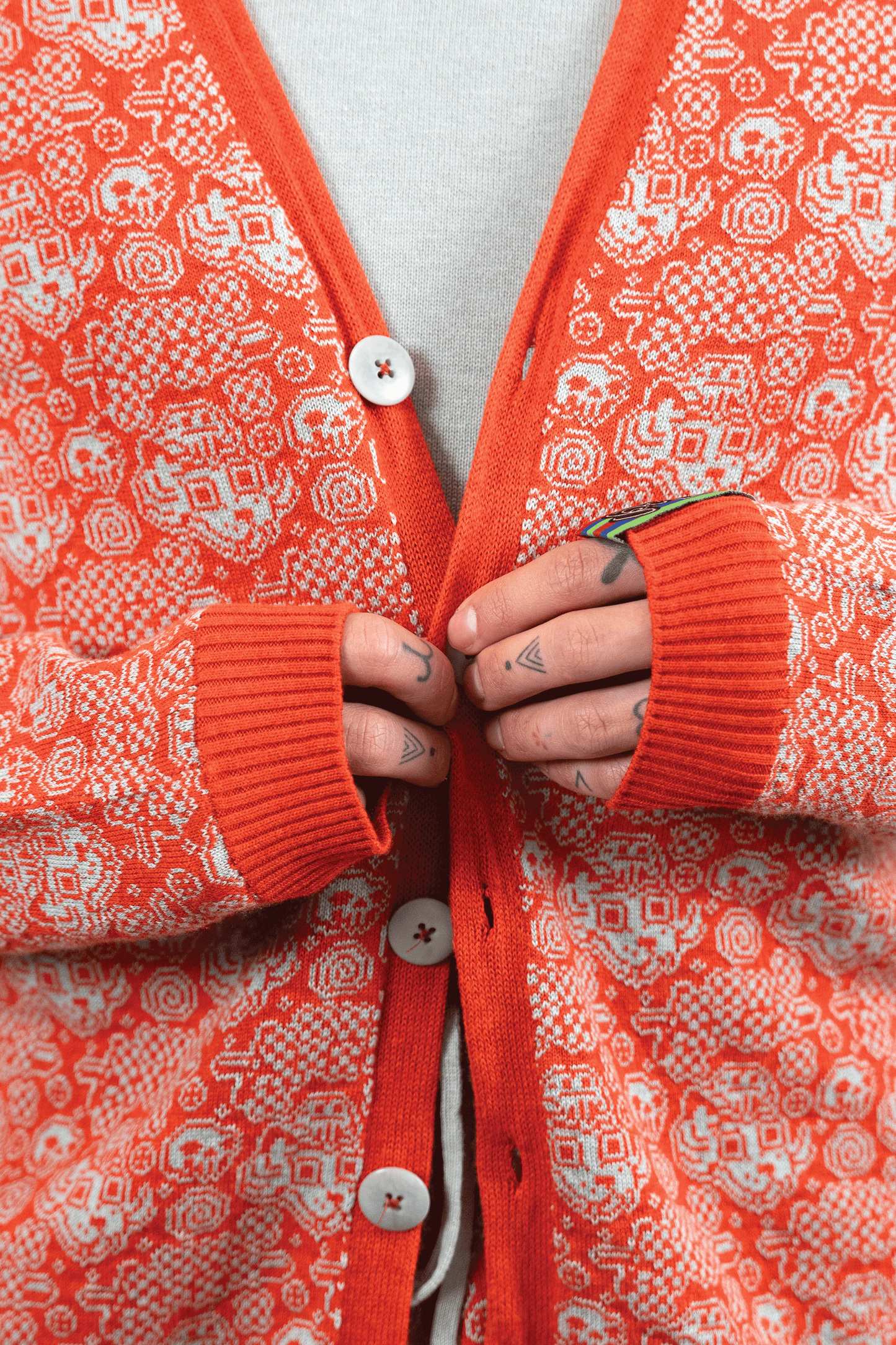 Jacquard Garden Cardigan // Magma/Stone