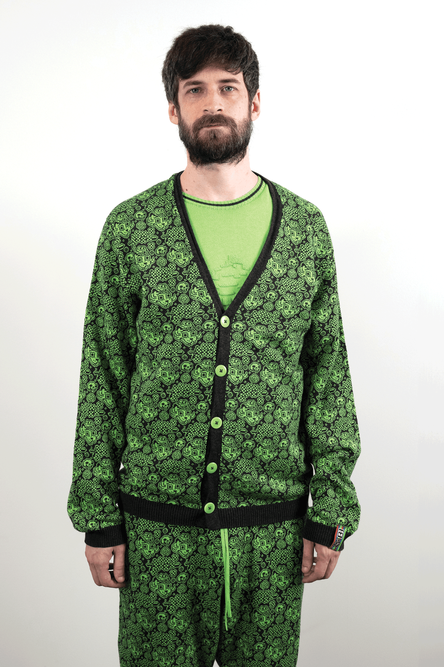 Jacquard Garden Cardigan // Soot/Clover