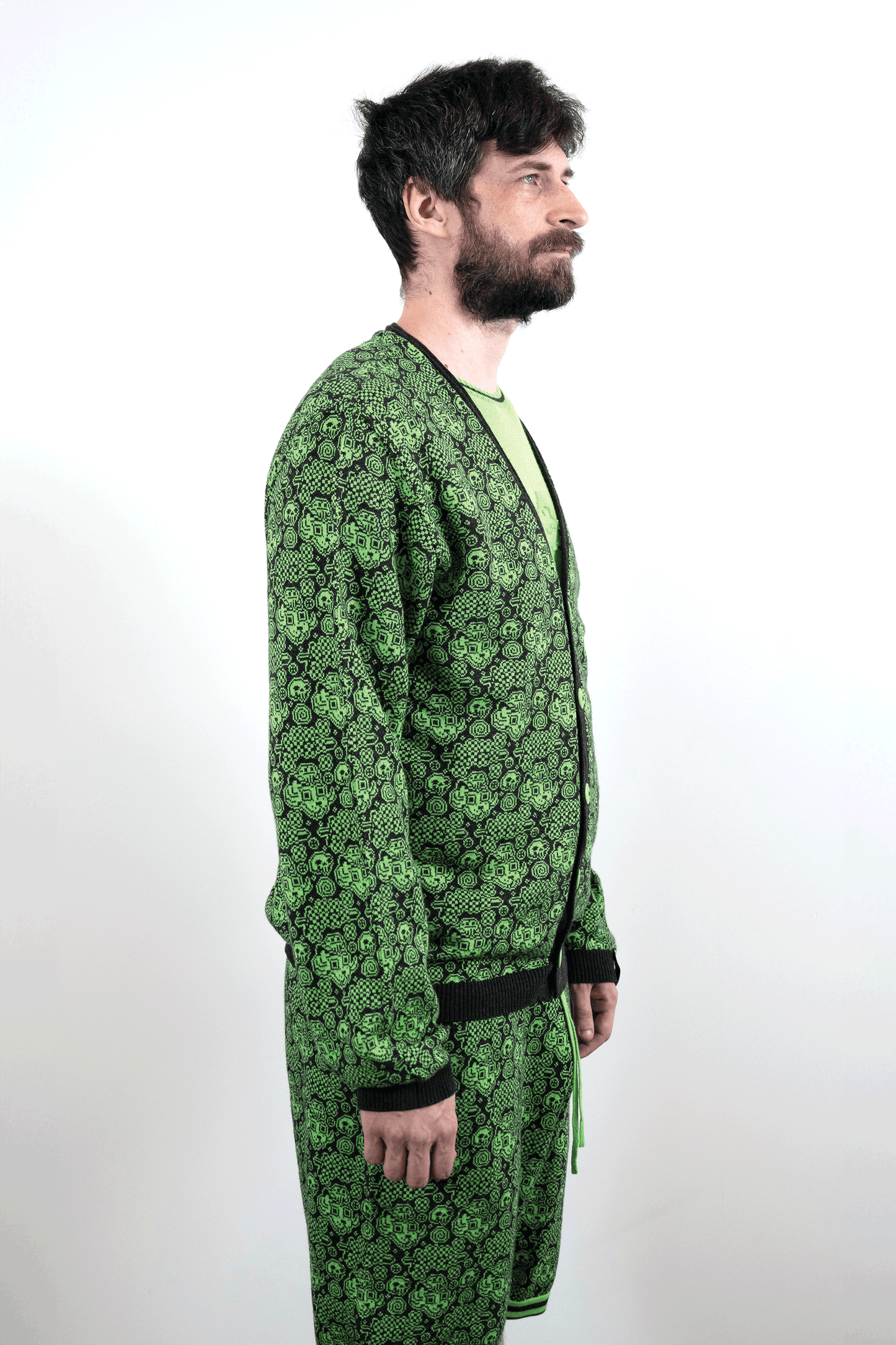 Jacquard Garden Cardigan // Soot/Clover