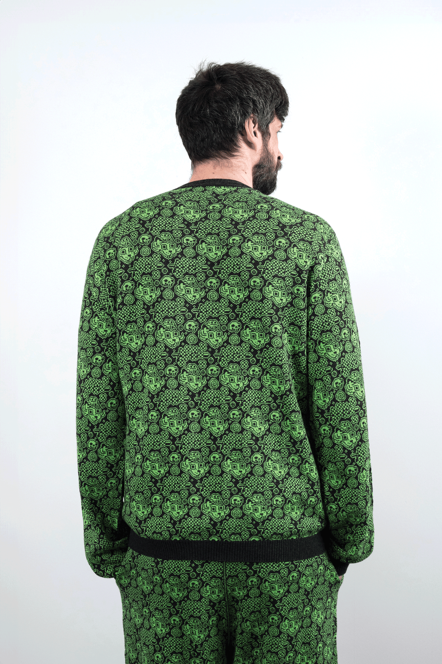 Jacquard Garden Cardigan // Soot/Clover