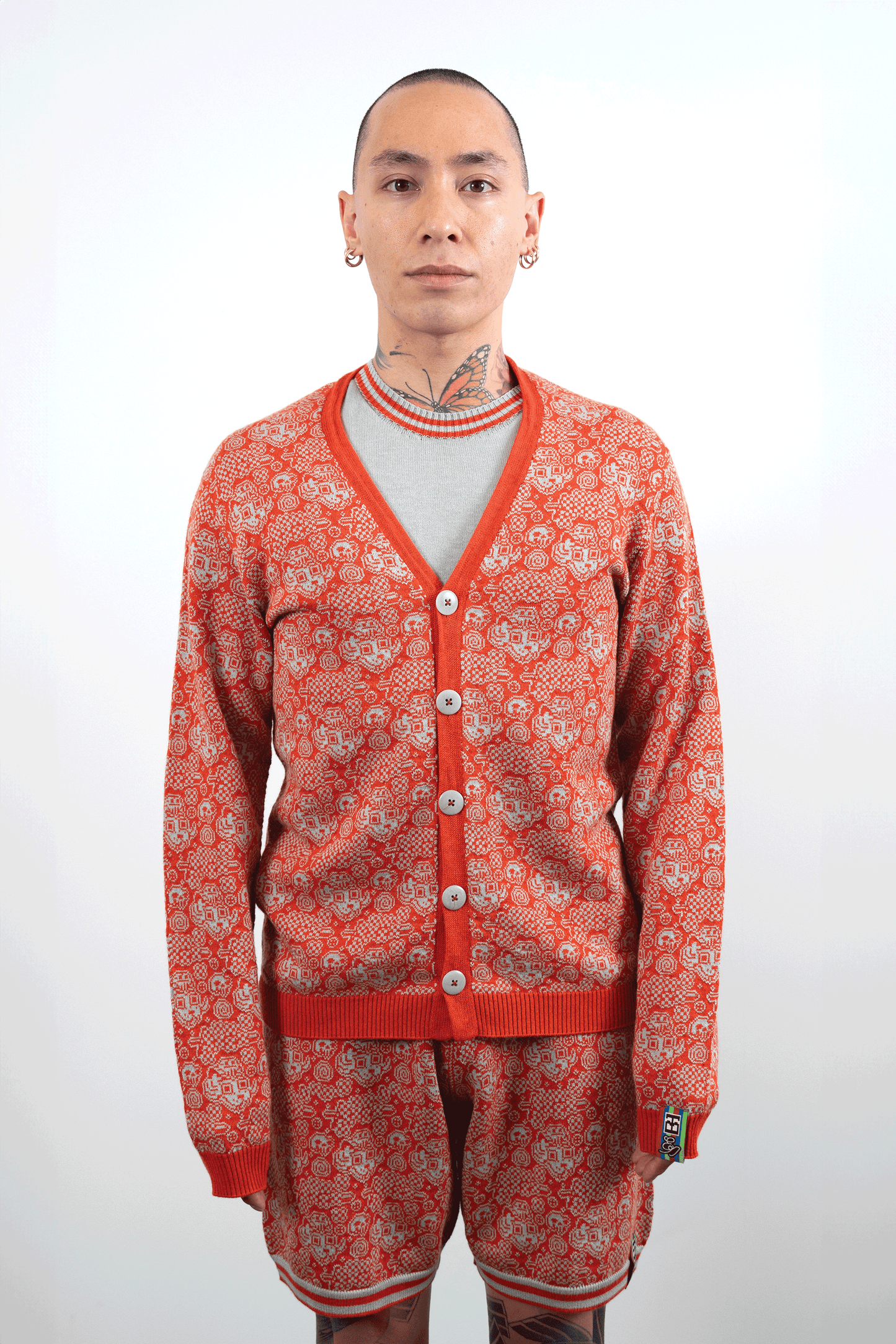 Jacquard Garden Cardigan // Magma/Stone