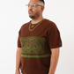 Intarsia Knit Boxy Tshirt // Mahogany/Mossy