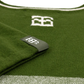 Intarsia Knit Boxy Tshirt // Mossy/White