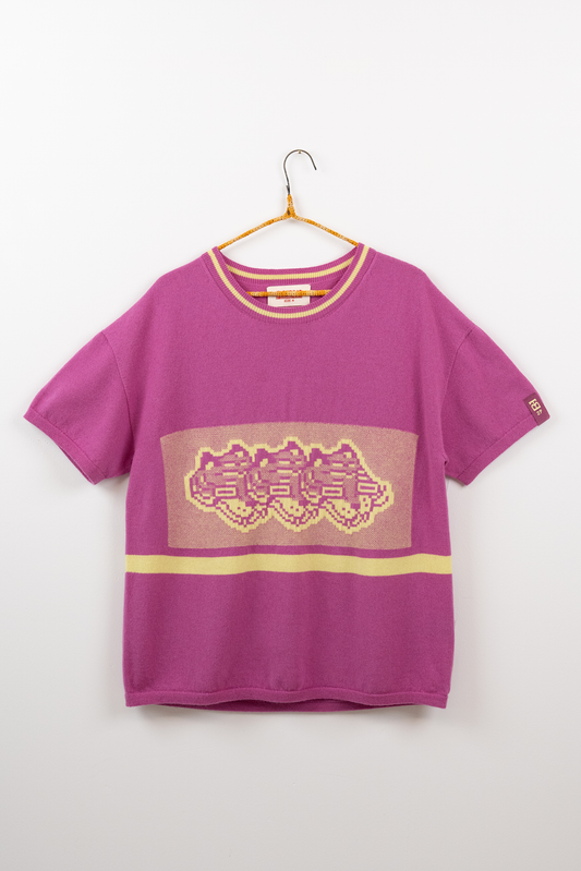 Intarsia Knit Boxy Tshirt // Orchid/Pollen