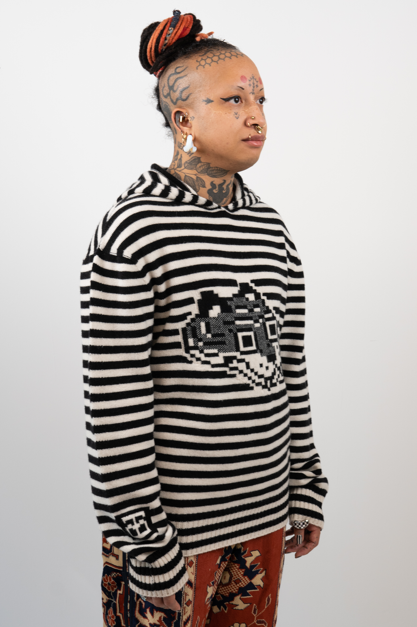 Super Striped - Jacquard Tigerbob Hoodie // Black/White