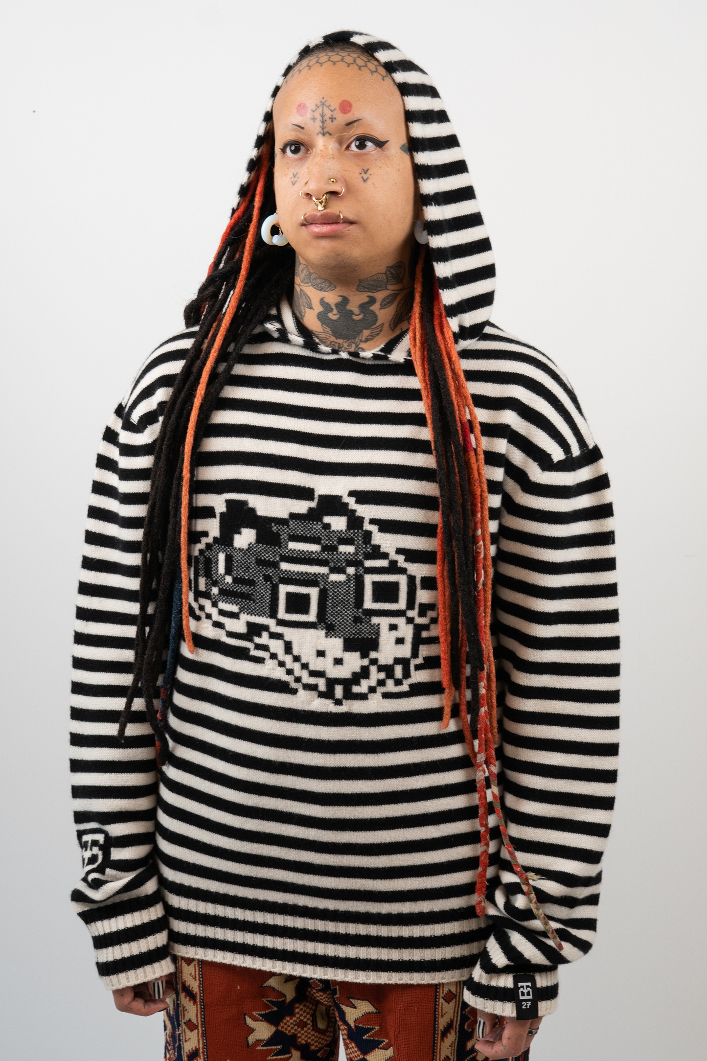 Super Striped - Jacquard Tigerbob Hoodie // Black/White